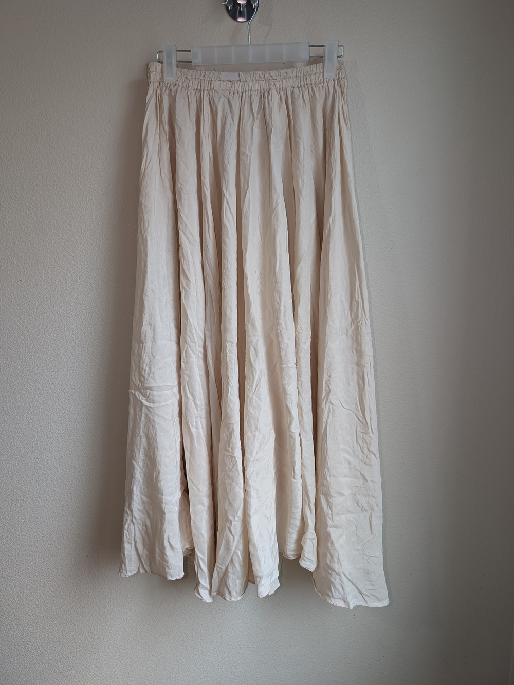 Cream Elastic-Waist Maxi Skirt Size Small